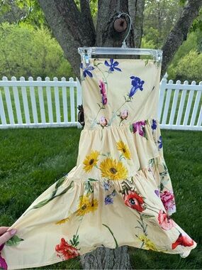 Express Cream Floral Tiered Mini Skirt